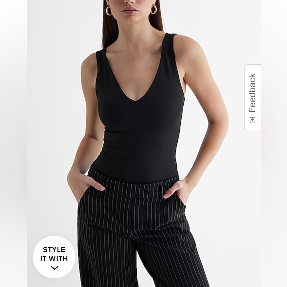 EXPRESS BODY CONTOUR V NECK BODYSUIT, SIZE S